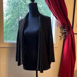 Eileen Fisher Black and Gold Metallic Cardigan Sweater